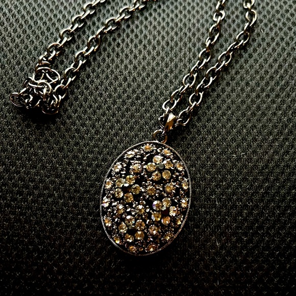 New Black Oval Rhinestone Fashion Chain Necklace - Picture 1 of 3